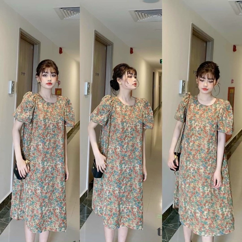 (XẢ LỖ )Váy bầu hoa nhí siêu mát