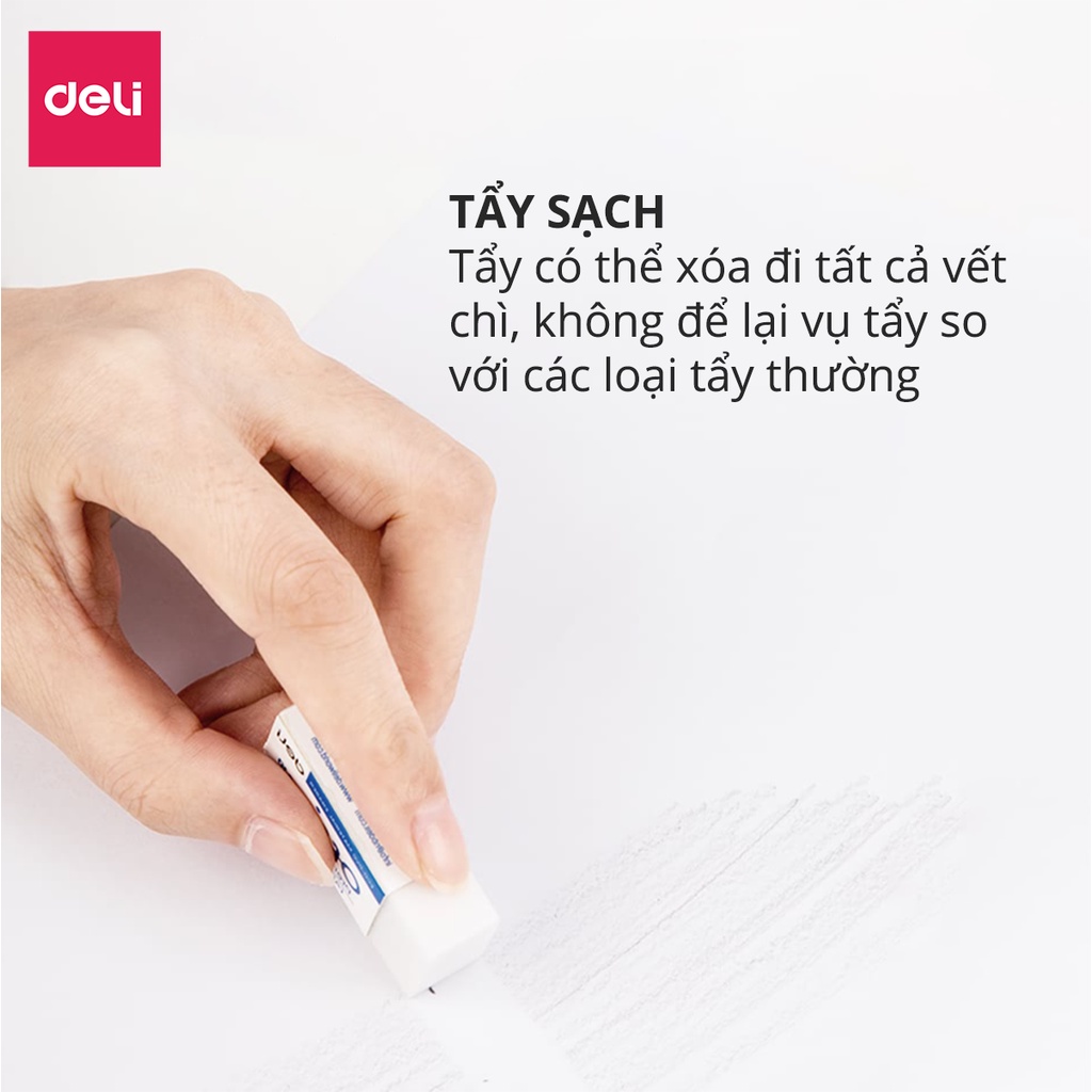 Ảnh Gôm Tẩy Deli Màu Trắng - Tẩy Sạch Ít Vụn Tẩy - Phù Hợp Cho Học Sinh, Sinh Viên, Văn Phòng Thi Trắc Nghiệm, Vẽ, Ghi Chép 1