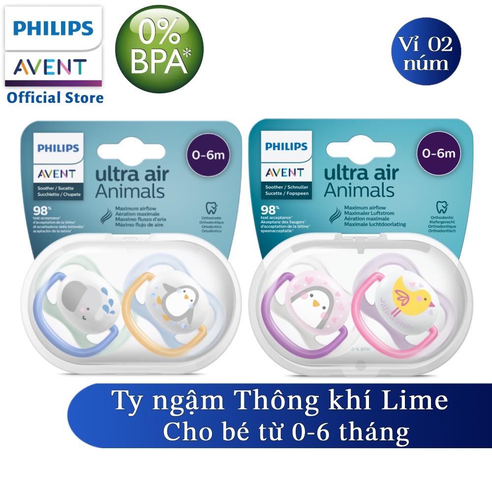 Philips Avent núm ty ngậm thông khí 0-6 tháng, vỉ đôi SCF080/05 SCF080 ...