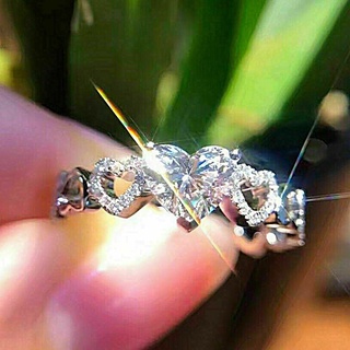 S925 Bạc Trái Tim Tình Yêu zircon Nhẫn Nữ Tươi Đẹp Và Đa Năng Thời Trang Món Quà Trang Sức Bán Buôn