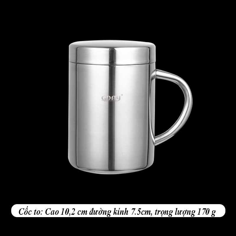 Cốc inox 304, ca inox có quai,có nắp, cứng, bền, cách nhiệt cao cấp ...