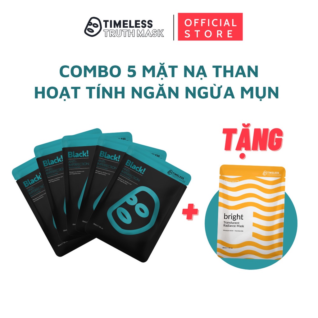 Ảnh Combo 5 Mặt Nạ Than Hoạt Tính Dành Cho Da Dầu, Da Mụn Tặng Thêm 1 Mặt Nạ Sợi Tơ Siêu Nhẹ Cao Cấp Timeless Truth 1