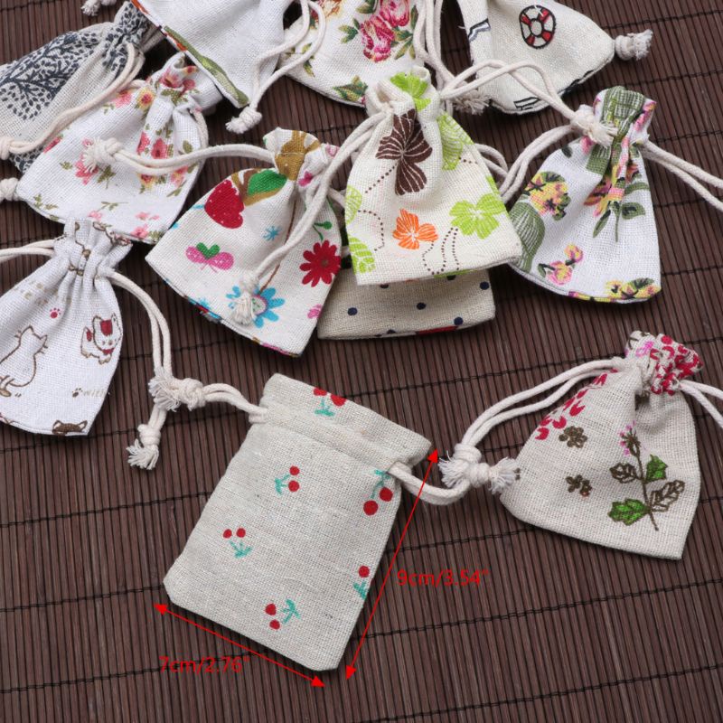 Túi dây rút cotton linen đựng quà tặng / trang sức