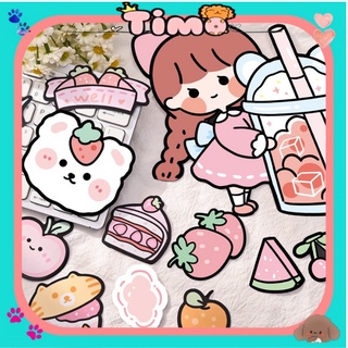 Sticker cỡ lớn kiểu cute cô bé gấu con anime hoạt hình đáng yêu dán mũ bảo hiểm bàn học vali trang trí sổ tay ST69