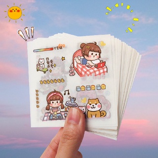 Sticker Cute Dễ Thương Ngẫu Nhiên [ 6 tấm ] Trong Set 100 Tấm Và Stickers Vintage Dán Sổ Decor Siêu Xinh ST1