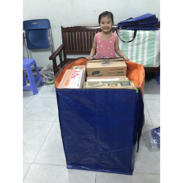 Túi số 7 đựng đồ chuyển nhà bạt màu xanh cam