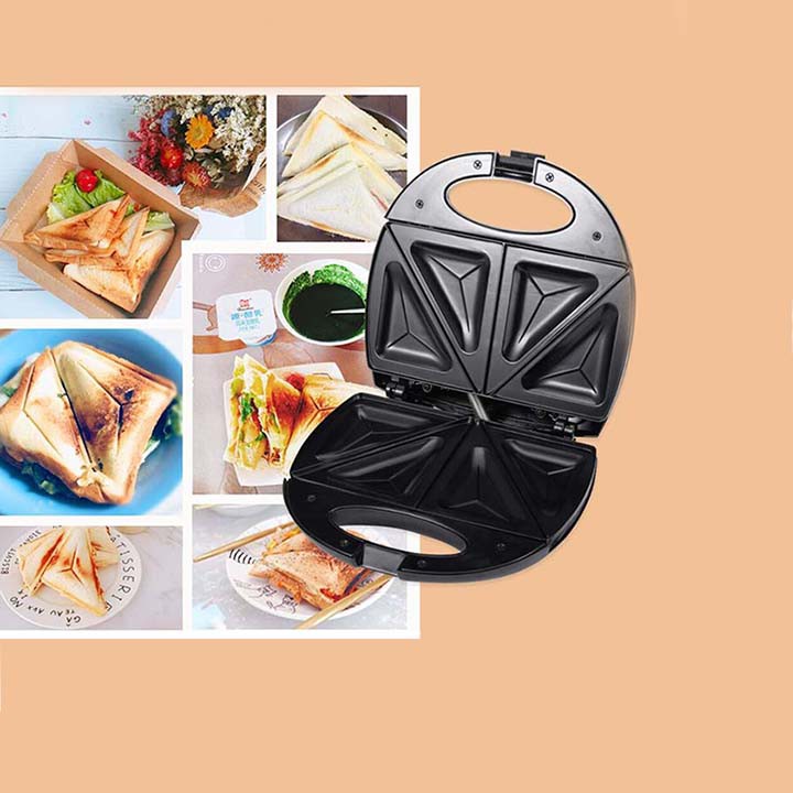 Máy kẹp nướng bánh mì DORON 750W làm nóng đều 2 mặt khuôn, bánh thơm ngon