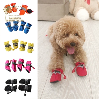 [Bồ công anh] 4 Cái / bộ Giày chống trượt cho chó con đế mềm Giày cho chó cưng mềm chống thấm nước Chăm sóc chân thú cưng Phụ kiện thú cưng chống thấm nước