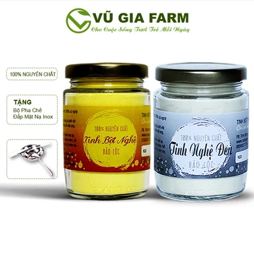 Combo Tinh Bột Nghệ + Tinh Nghệ Đen - Nguyên Chất Vũ Gia (100g/hũ) + Tặng Bộ Đắp Mặt - Đắp mặt nạ