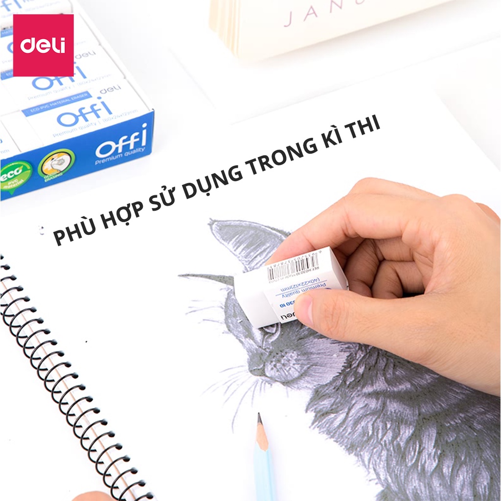 Ảnh Gôm Tẩy Deli Màu Trắng - Tẩy Sạch Ít Vụn Tẩy - Phù Hợp Cho Học Sinh, Sinh Viên, Văn Phòng Thi Trắc Nghiệm, Vẽ, Ghi Chép 4