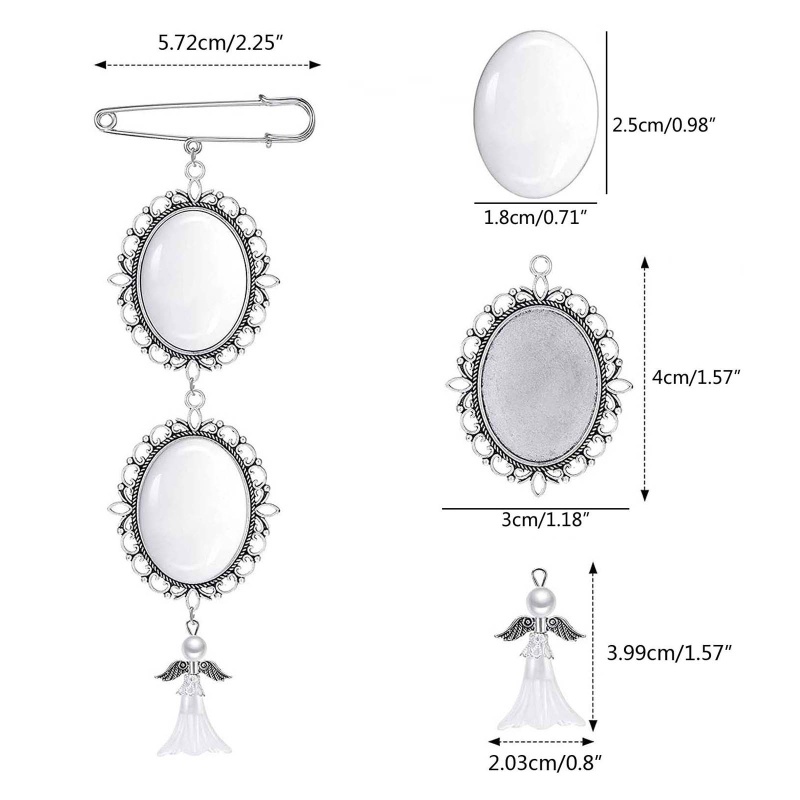 King white angel wedding bouquet photo charm pin lacy oval bridal charm dễ làm