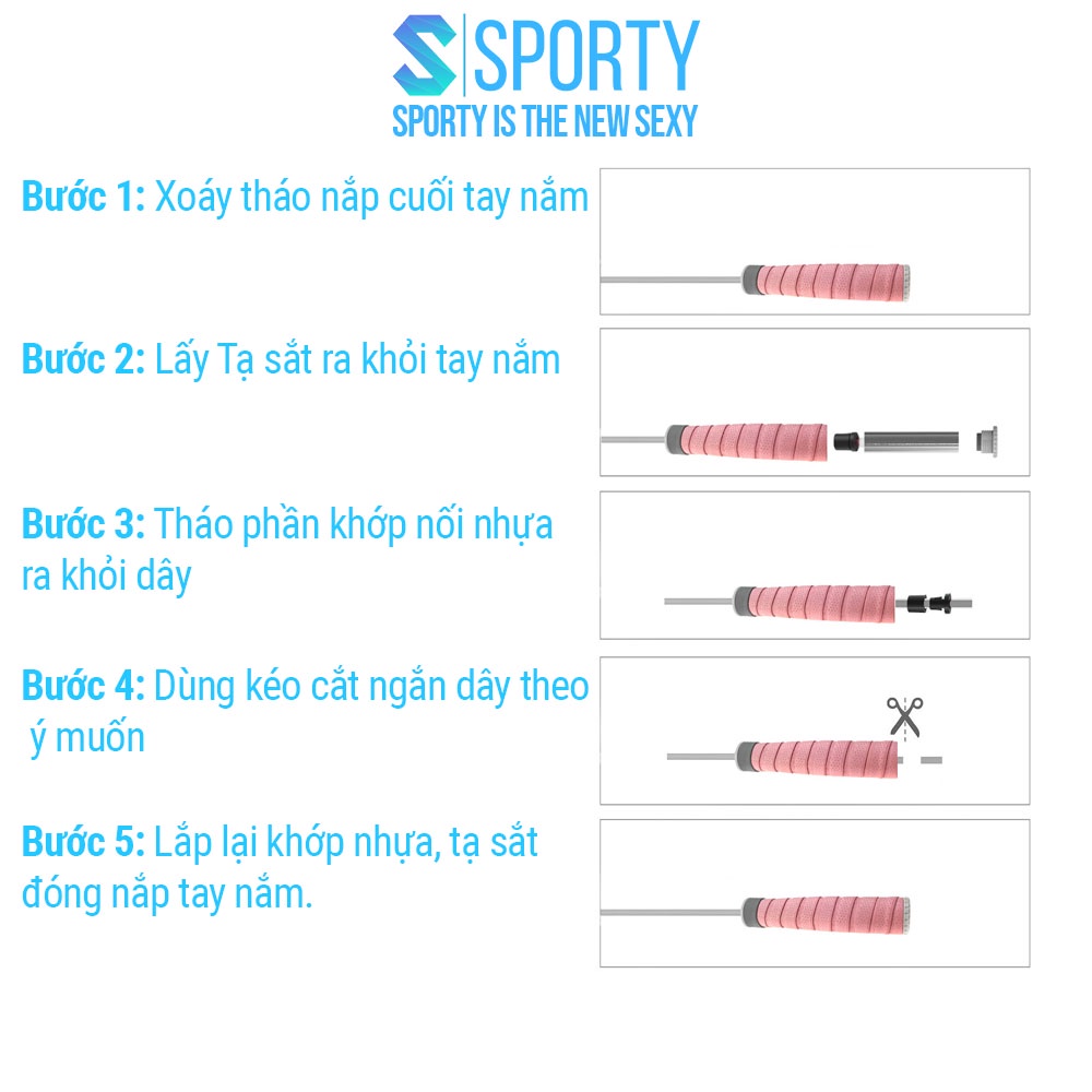 Dây nhảy thể lực SPORTY TS85 hỗ trợ giảm cân tập boxing, thể hình