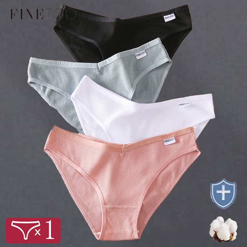 Quần lót nữ FINETOO cotton hình chữ V cạp trễ có size lớn M-4XL quyến ...