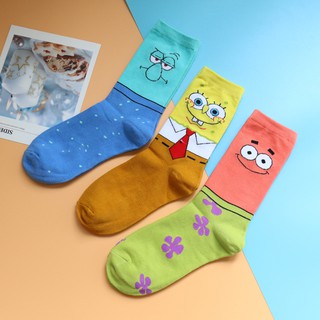 Irving 5 SpongeBob SquarePants Bạch Tuộc Anh Trai Pie Daxing Năm Phối Màu Phù Hợp Với Tất Bóng Rổ Nam Nữ Giữa Cắt Hợp Thời Trang Tất Sinh Viên Hoạt Hình