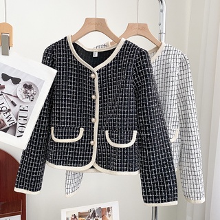 Áo Khoác blazer Tay Dài Dáng Rộng Họa Tiết Kẻ Ô Vuông Phong Cách Hàn Quốc Cổ Điển Thời Trang Cho Nữ Hàng