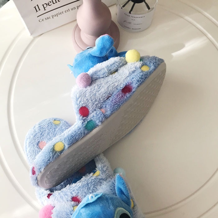 PS1 Dễ Thương Stitch Sang Trọng Dép Nữ Nhồi Bông Giày Mùa Đông Quà Tặng Nhà Dép Thường Ngày Sáng Tạo Dễ Thương Xe Mềm Mại