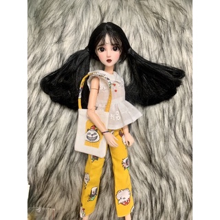 Set áo trắng quần vàng hoạ tiết size blythe,xinyi,ob24