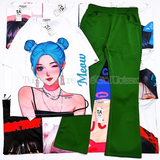 [23 MẪU] Set Áo Thun From Rộng Quần Ống Loe Cao Cấp - Set Dài Nữ Quần From Legging Phối Áo Phông 3D Phong Cách Hàn Quốc