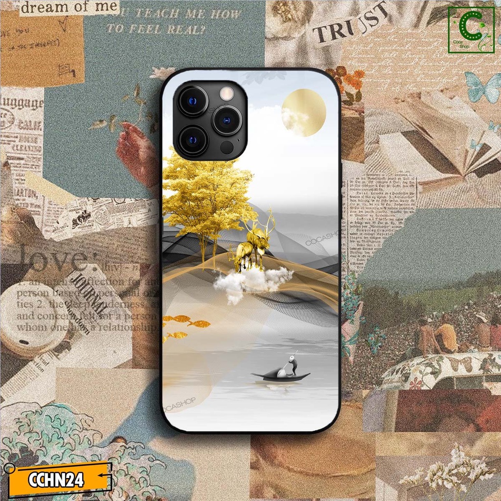 Ốp lưng iPhone cao cấp - Kim tiền vàng may mắn bên hươu tài lộc - 6/6plus/6s/6splus/7/7plus/8/8plus/x/xr/xs/11/12/..
