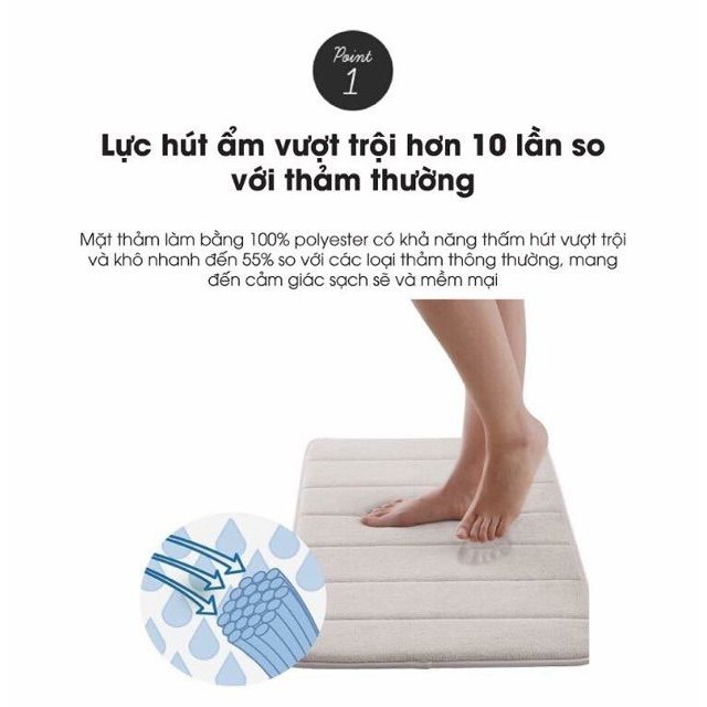 Thảm chùi chân Lock&Lock Memory Foam Basic MAT510 MAT511 có gân 4 màu - K-MALL