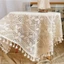 K03/Khăn trải bàn ren móc retro tua rua trang trí bàn trà decor nhà cửa vintage phong cách Âu lenhome sợi thủ công