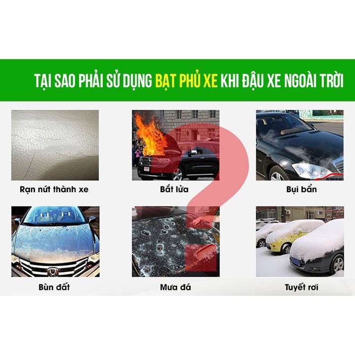 Bạt phủ xe ô tô 3 lớp Tráng Bạc cao cấp Chống Nóng, Chống Mưa, Chống Cháy