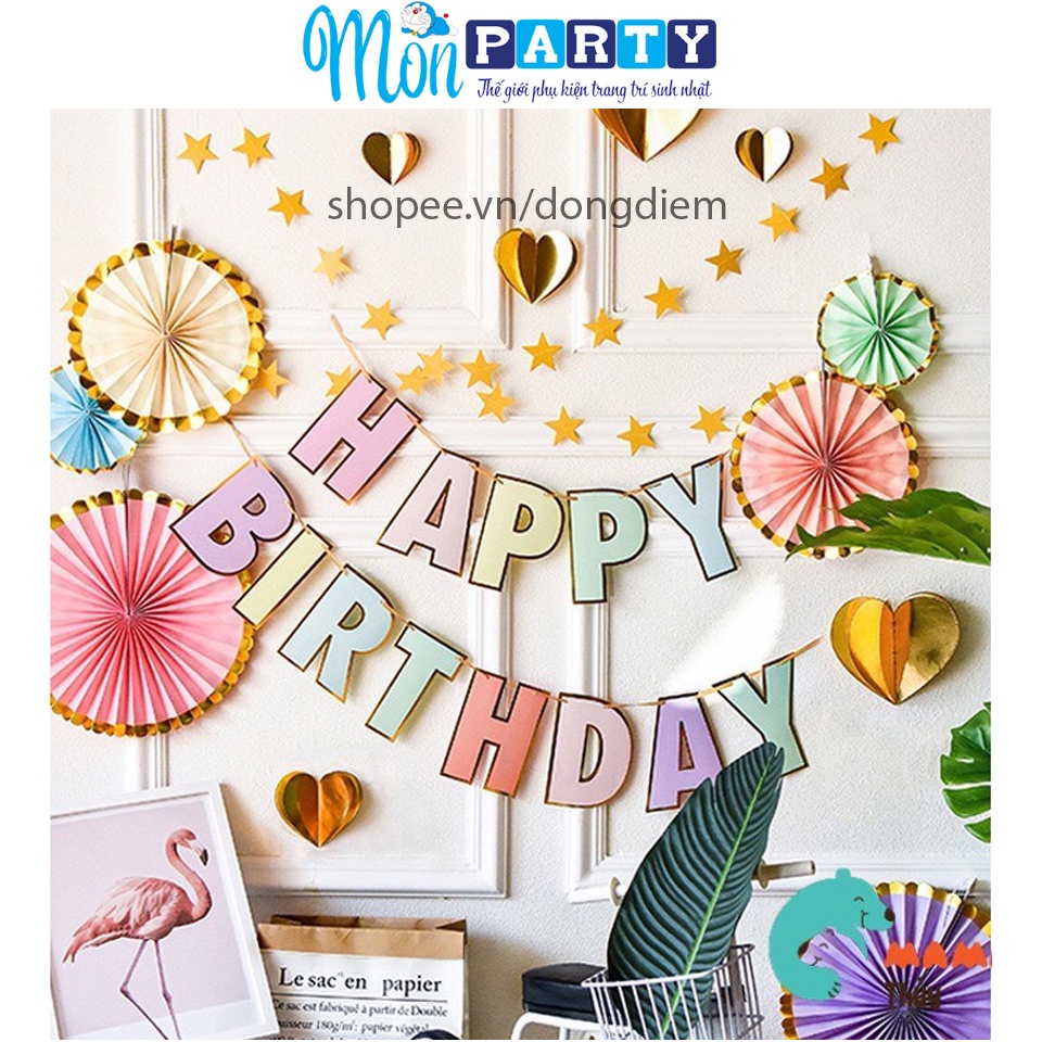 Dây chữ happy birthday bằng giấy, trang trí sinh nhật | Shopee ...
