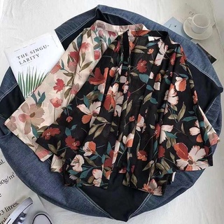 Phong Cách Hàn Quốc Nữ Voan Retro Boho Họa Tiết Hoa Hippie Mùa Hè Cardigan Kimono Hàng Có Sẵn Mới