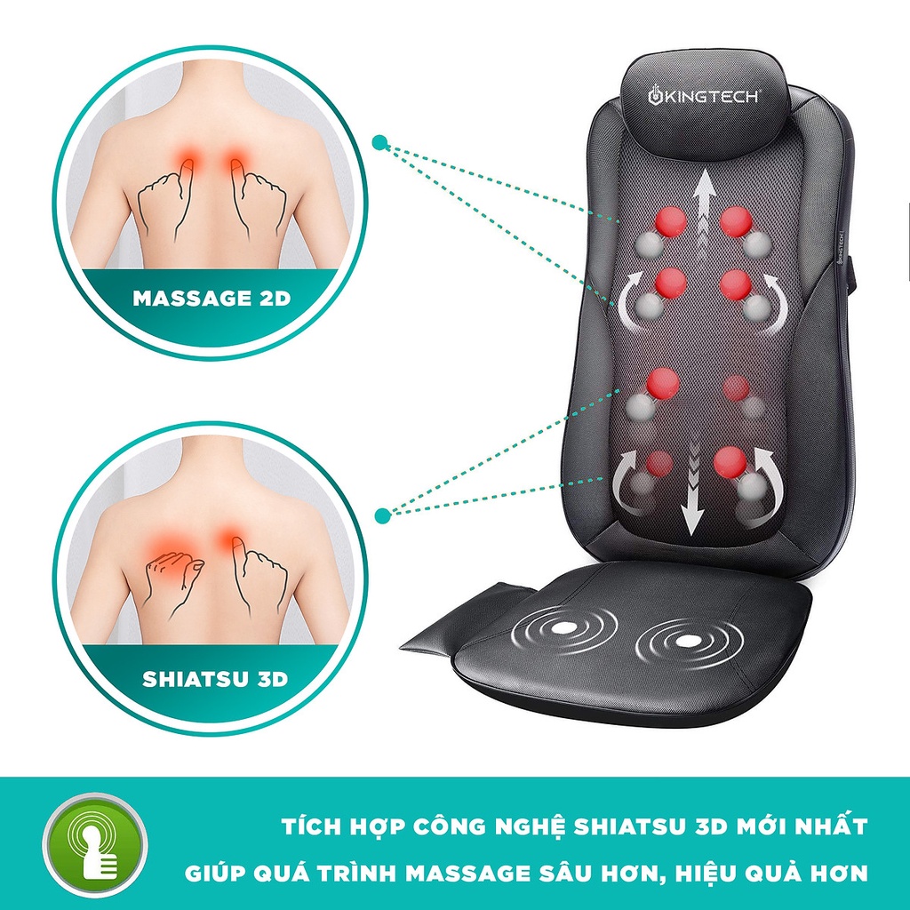 Ảnh Đệm Massage KINGTECH KC-500S - Mát Xa Lưng 3D Chuyên Sâu Dùng Trên Ghế, Kết Hợp Tính Năng Nhiệt Hồng Ngoại - Chính Hãng 4