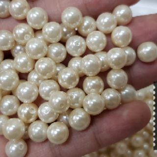 Hạt trai 1 lỗ 8mm loại đẹp bóng tròn nặng, nguyên liệu Handmade