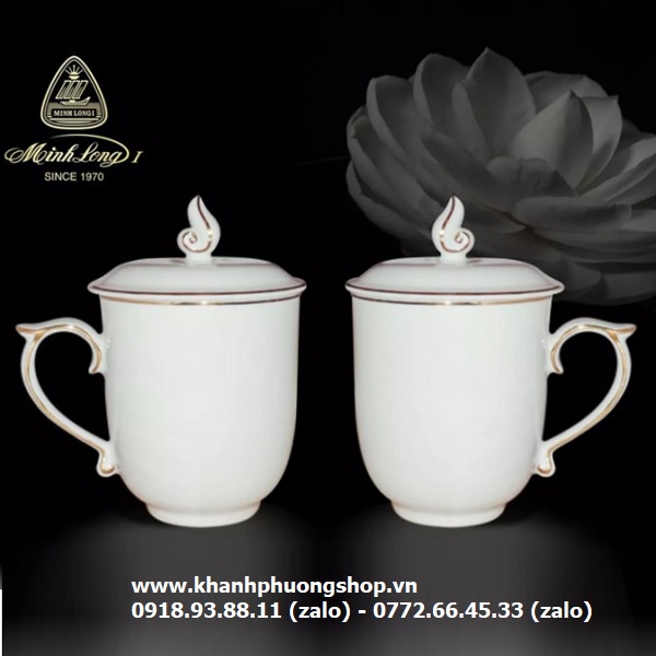 ly sứ có nắp viền chỉ vàng sứ Minh Long - ly sứ có nắp viền chỉ vàng ...