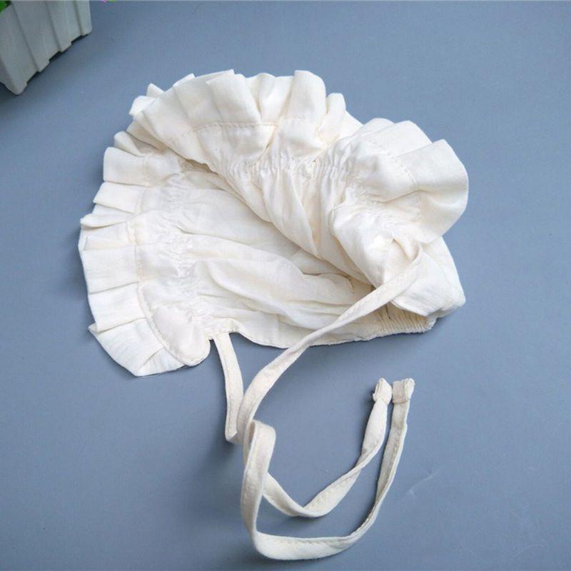 Mũ trùm đầu chất Cotton phối bèo phong cách Vintage cho bé