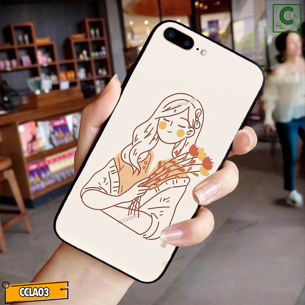 Ốp lưng iphone mặt kính in hình siêu đẹp - Bức họa cô gái dễ thương- 6/6plus/6s/6splus/7/7plus/8/8plus/x/.....