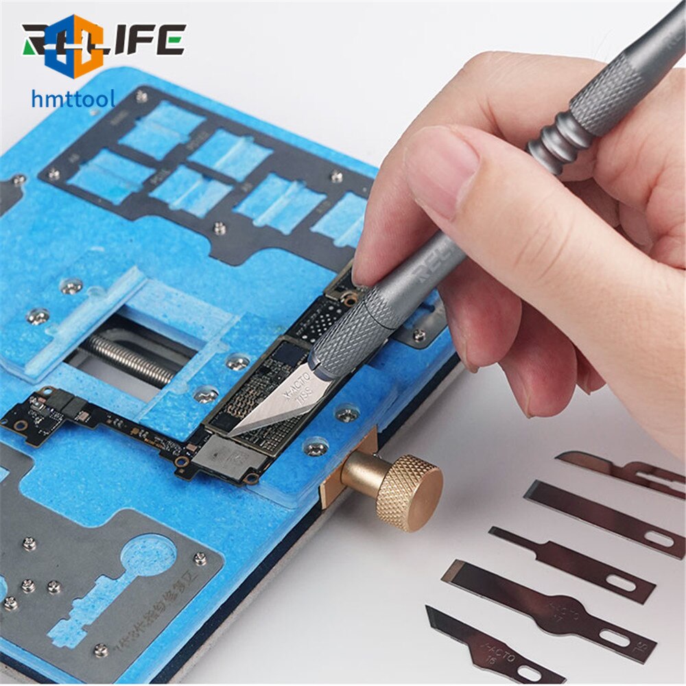Rl-101b 8 Trong 1 Keo Tẩy Dao Bo Mạch Chủ BGA Chip Keo Làm Sạch Cạo Pry Dao DIY Thêu Sò Thủ Công Khắc Lưỡi