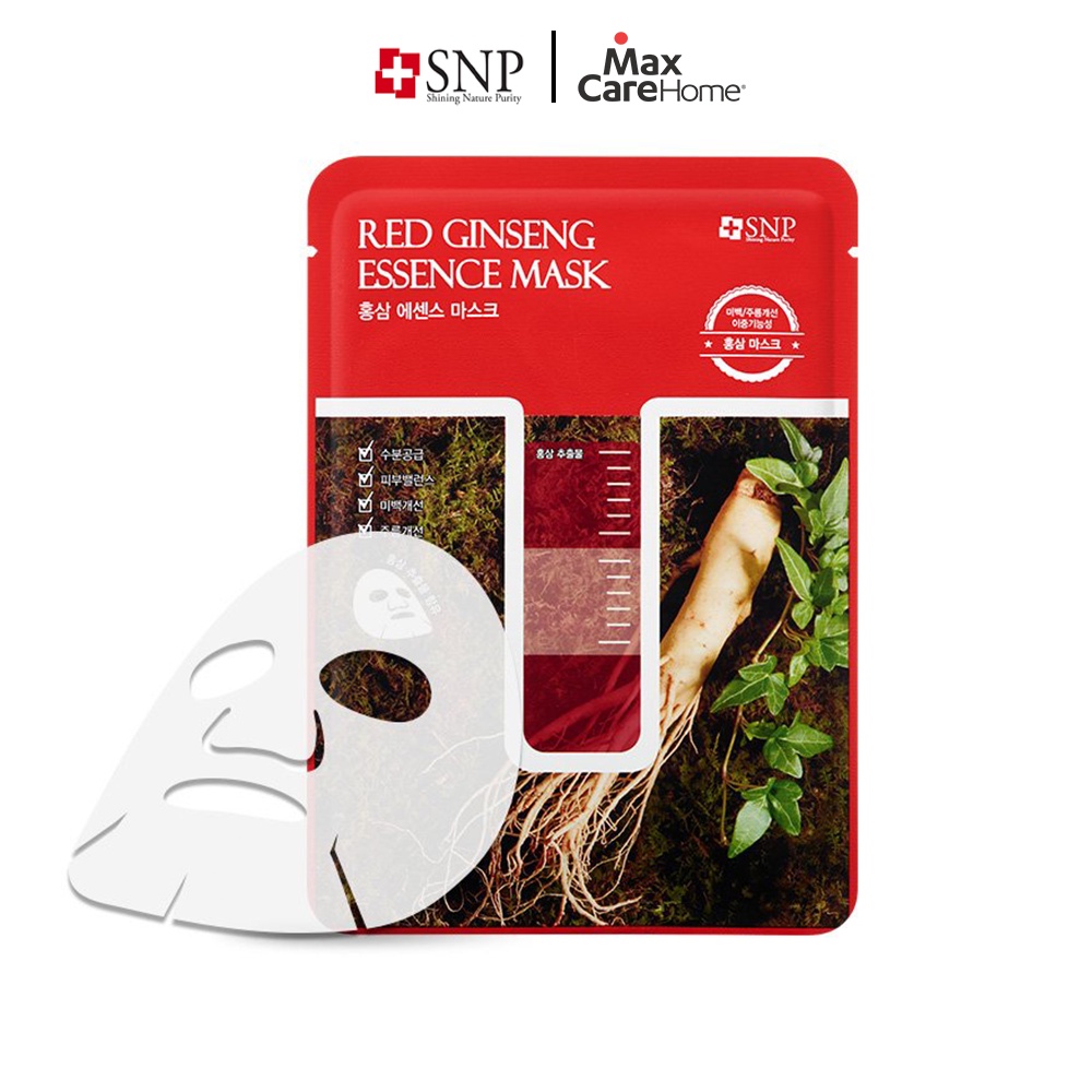 01 Mặt Nạ SNP Ginseng Essence Mask thương hiệu Hàn Quốc giúp cấp ẩm, dưỡng trắng, đàn hồi săn chắc da 25g