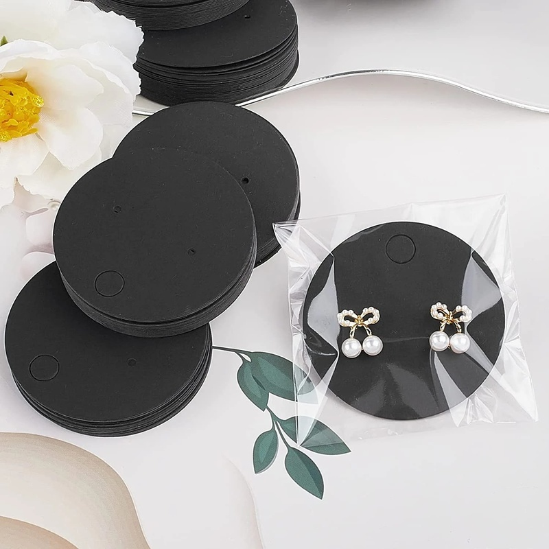 Bộ 50 Thẻ Vuông Rỗng Bằng Giấy Kraft Dùng Trưng Bày Trang Sức Vòng Cổ / Bảng Treo Trang Sức Kiểu Retro