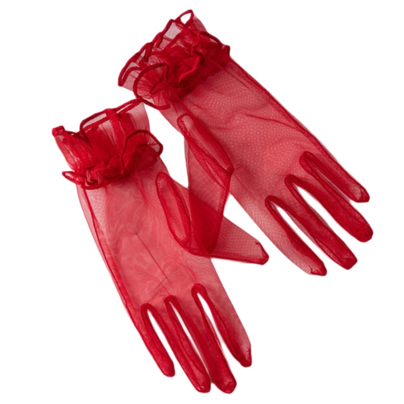 Exhila Delicate Full Finger Găng tay lá sen co giãn Găng tay dài cổ tay Găng tay vải tuyn