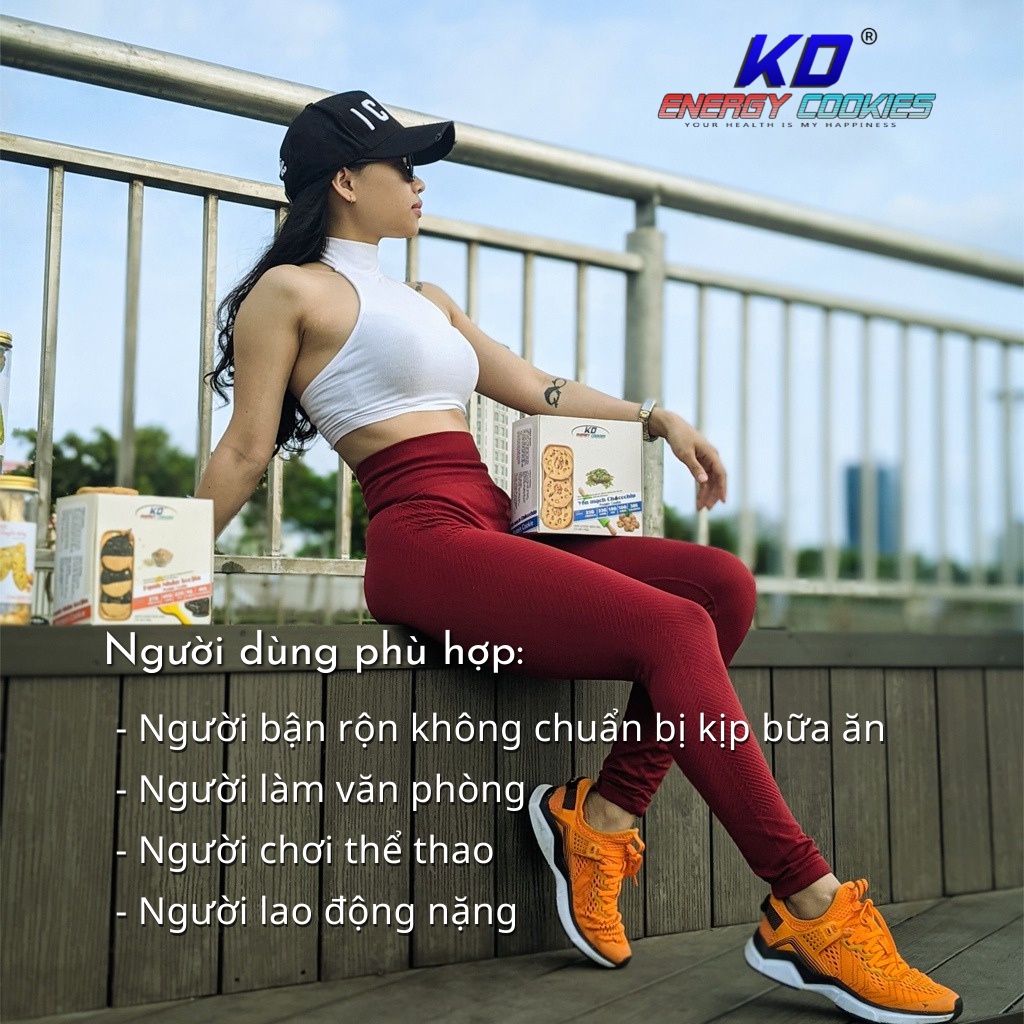 Bánh cookies protein, bánh quy ăn kiêng KD Shop vị yến mạch chocochip 720g (24 cái)