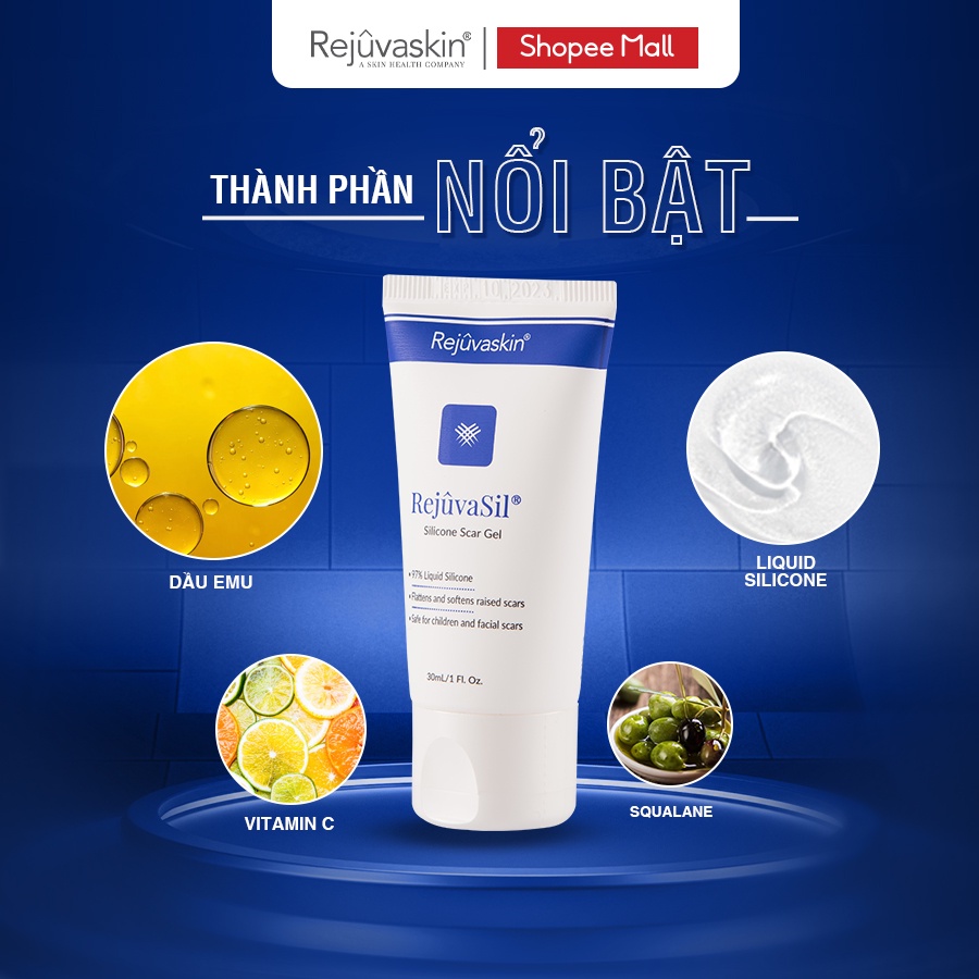 Mô tả Bộ sản phẩm ngăn ngừa sẹo lồi và sẹo phẫu thuật Rejuvaskin gel 10ml x 3.75*7.5cm - 2