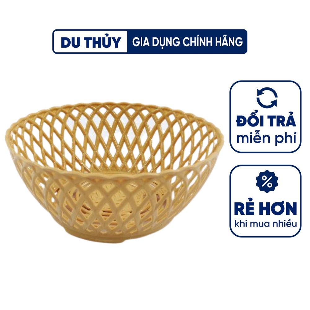 Rổ nhựa tròn giả mây đựng rau sống quán ăn màu vàng chất liệu nhựa PP 3 ...