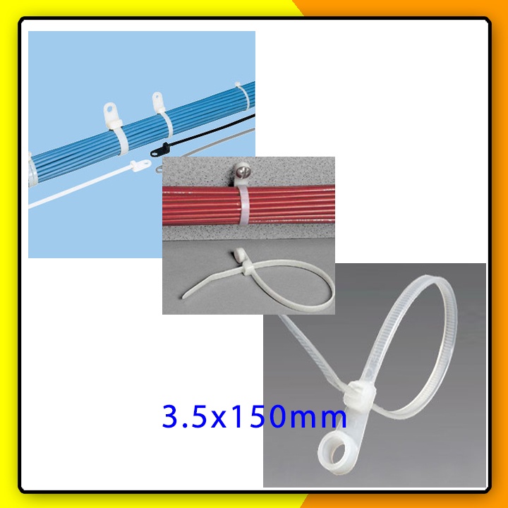 Dây rút cáp có lỗ gắn vít cố định trên tường 3.5x150mm, linh hoạt, tăng ...