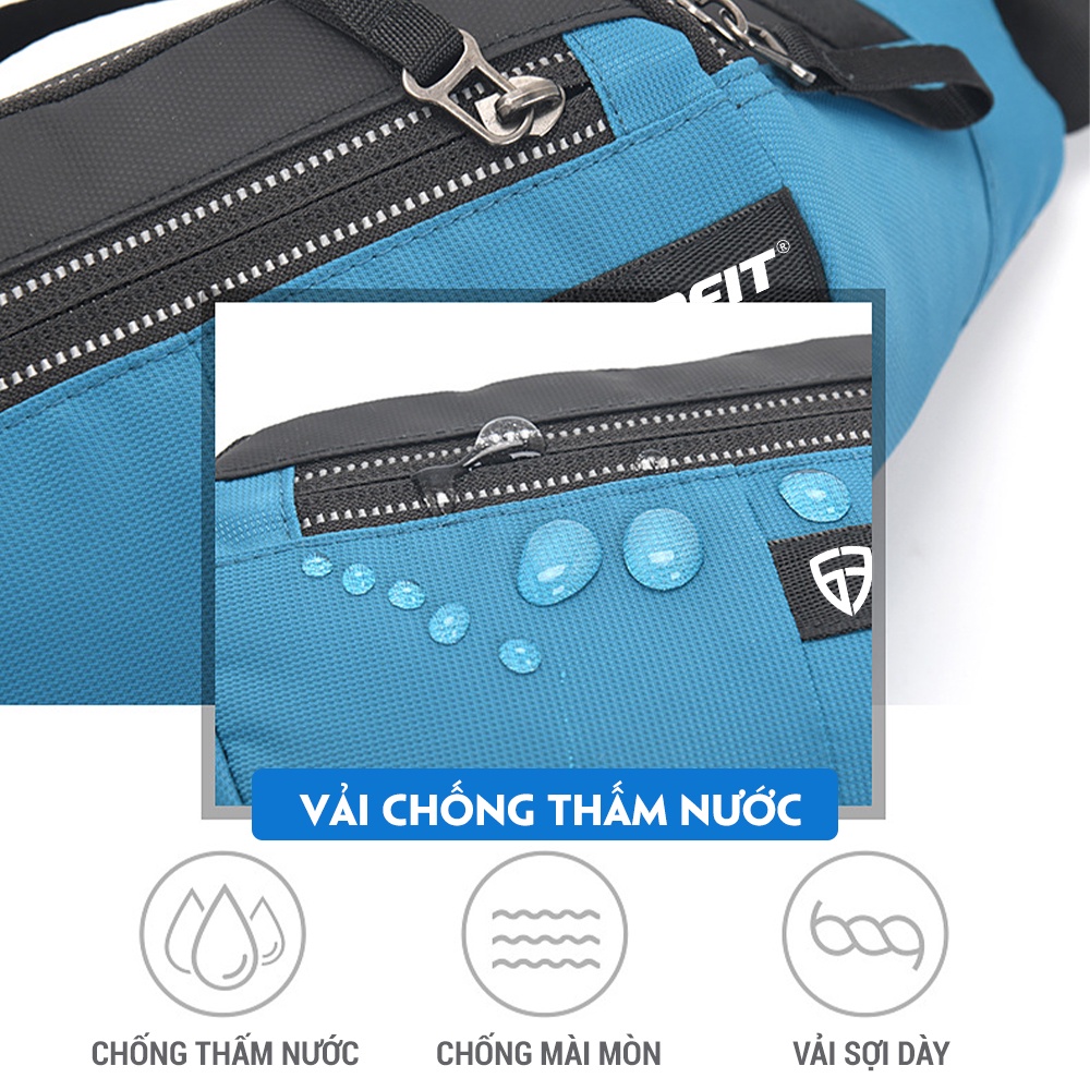 Túi chạy bộ đeo hông, đeo chéo, đai đeo chạy bộ chống nước cao cấp chính hãng GoodFit GF115RB
