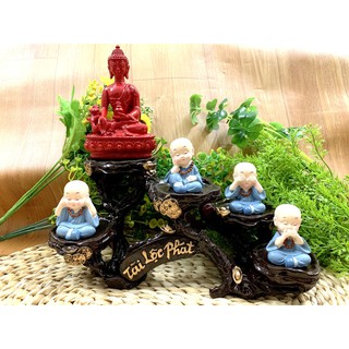 Full Set Phật Bổn Sư Thailand cùng chú tiểu Tứ Không Đeo Chuổi Hạt tọa đế Tài Lộc Phát