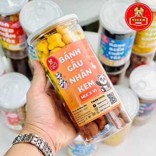 Bánh gấu nhân kem 3 vị 440g 💖TIGER FOOD💖 Set bánh gấu 3 vị Socola - Matcha - Bơ ăn Siêu Ngon - ăn vặt Sài Gòn