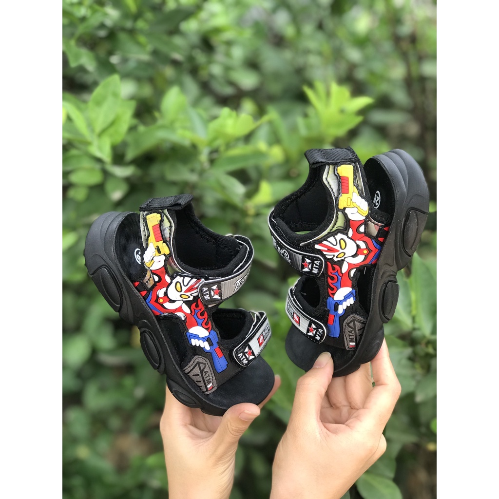 sandal bé trai dép quai hậy bé trai siêu nhân người nhện quai vải dán êm chân thấm mồ hôi QCCC full hộp khâu đế A9925