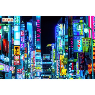 Tranh lụa 3D Phong cảnh đường phố Nhật Bản, Hàn Quốc, Hong kong giá rẻ, chất lượng cao, tặng keo dán