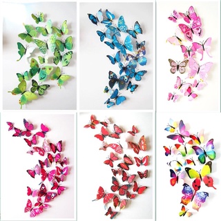 Set 12 Bướm 3D Có Nam Châm Hít Tủ Lạnh Trang Trí Đa Ứng Dụng