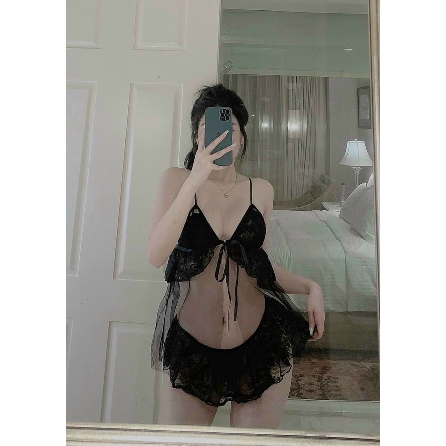 Bộ đồ ngủ sexy gợi cảm SLADY mát mềm mịn lụa cao cấp xuyên thấu có mút ngực - VNS57- váy ngủ áo ngủ sexy quyến rũ