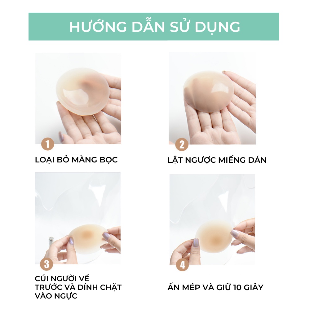2 Miếng Dán Ngực Silicone BEBECHIC Dùng Nhiều Lần, Keo Siêu Dính (7cm)