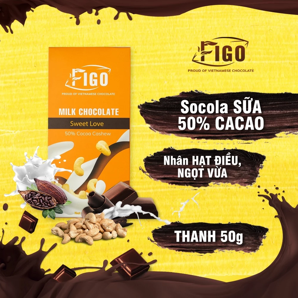 Socola Sữa FIGO Mix Nhiều Vị Cookie Trái Cây Thơm Béo Đồ Ăn Vặt Nội Địa Việt Nam 50G